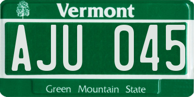 VT license plate AJU045