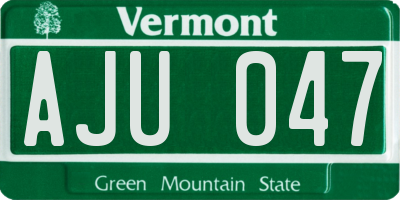 VT license plate AJU047