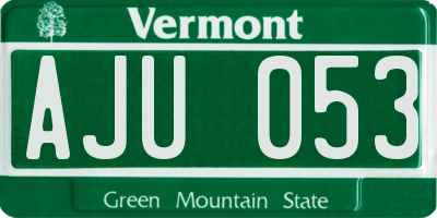 VT license plate AJU053