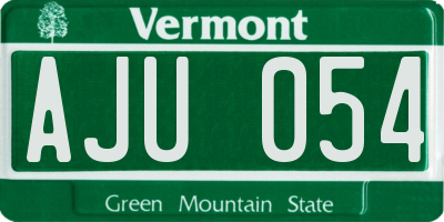 VT license plate AJU054