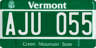 VT license plate AJU055