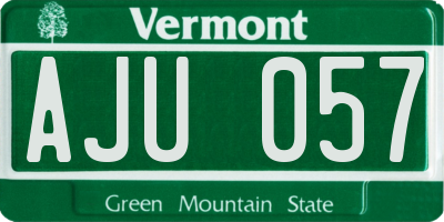 VT license plate AJU057