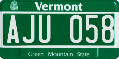 VT license plate AJU058
