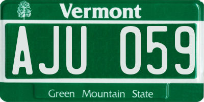 VT license plate AJU059
