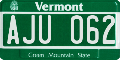 VT license plate AJU062