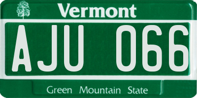 VT license plate AJU066