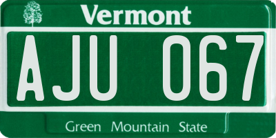 VT license plate AJU067