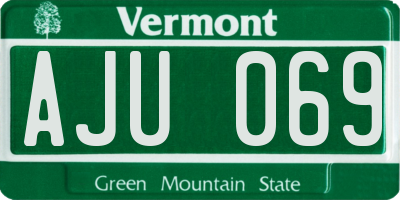 VT license plate AJU069