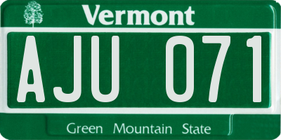 VT license plate AJU071