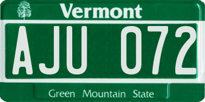 VT license plate AJU072