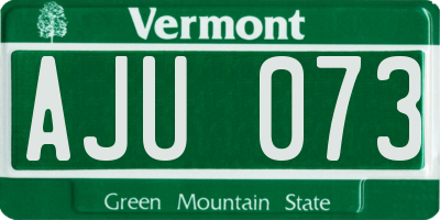 VT license plate AJU073