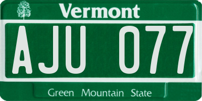 VT license plate AJU077