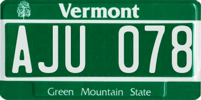 VT license plate AJU078