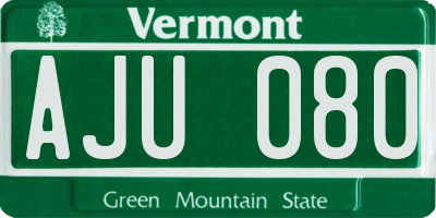 VT license plate AJU080