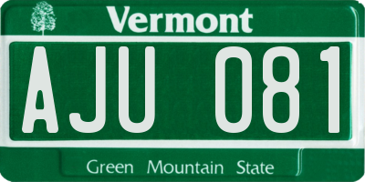 VT license plate AJU081