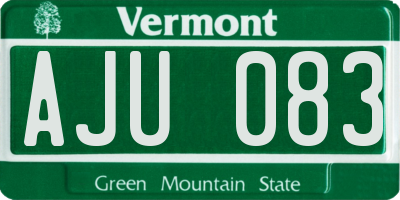 VT license plate AJU083