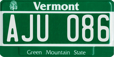VT license plate AJU086