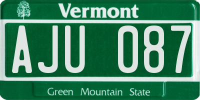 VT license plate AJU087