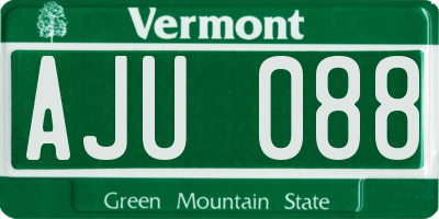 VT license plate AJU088