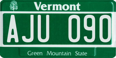 VT license plate AJU090