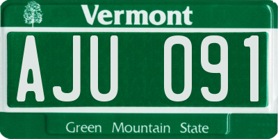 VT license plate AJU091