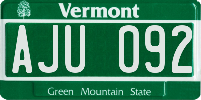 VT license plate AJU092