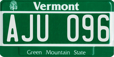 VT license plate AJU096