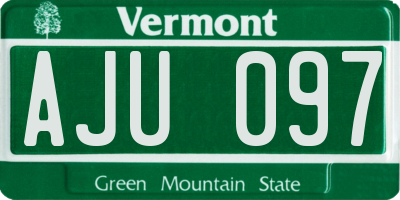 VT license plate AJU097