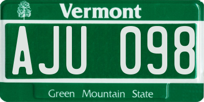 VT license plate AJU098