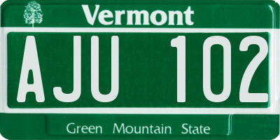 VT license plate AJU102