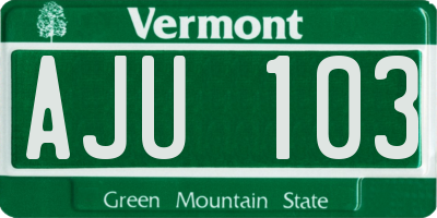 VT license plate AJU103