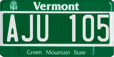 VT license plate AJU105