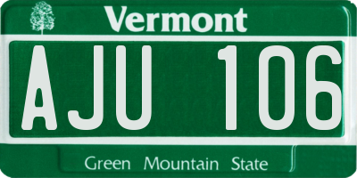 VT license plate AJU106