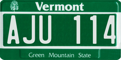 VT license plate AJU114