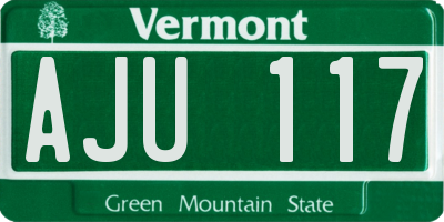 VT license plate AJU117