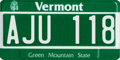 VT license plate AJU118