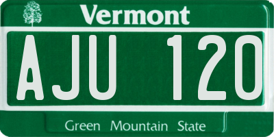 VT license plate AJU120