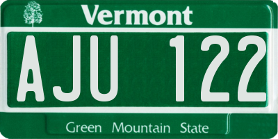VT license plate AJU122