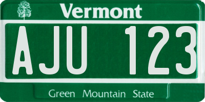 VT license plate AJU123