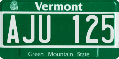 VT license plate AJU125