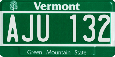 VT license plate AJU132