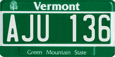 VT license plate AJU136