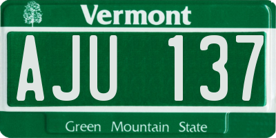VT license plate AJU137