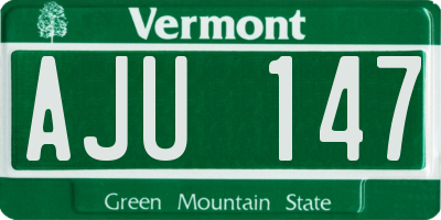 VT license plate AJU147