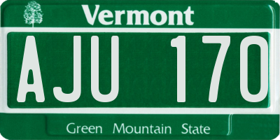 VT license plate AJU170