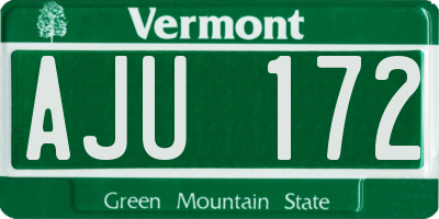 VT license plate AJU172