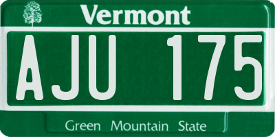 VT license plate AJU175