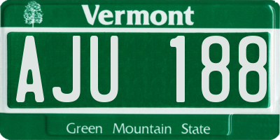 VT license plate AJU188