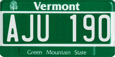 VT license plate AJU190