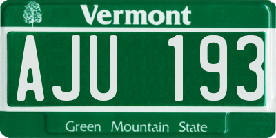VT license plate AJU193
